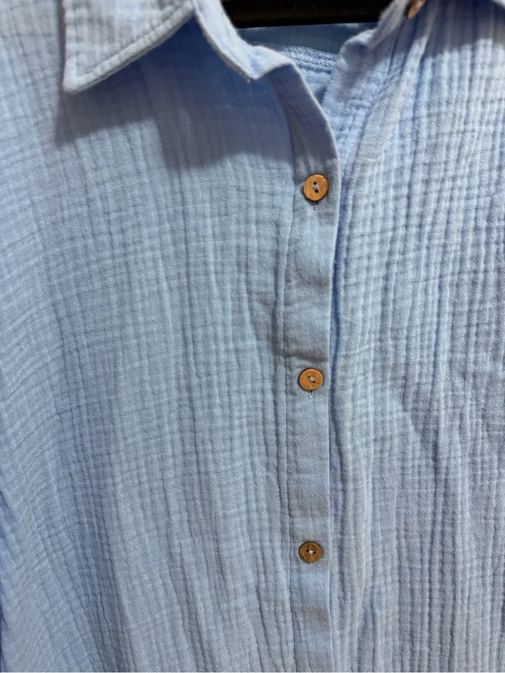 Ron Jon Surf Shop Blue 100% Cotton Gauze Button Down Shirt Large - Picture 2 of 8